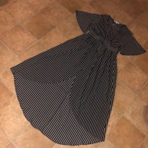 Black and white striped flowie shirt